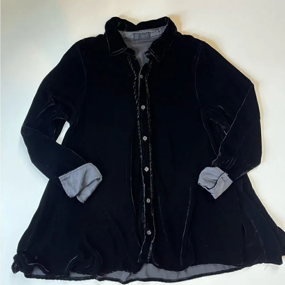 CP Shades Romy Velvet Rayon Silk Button Down XS - Picture 6 of 12